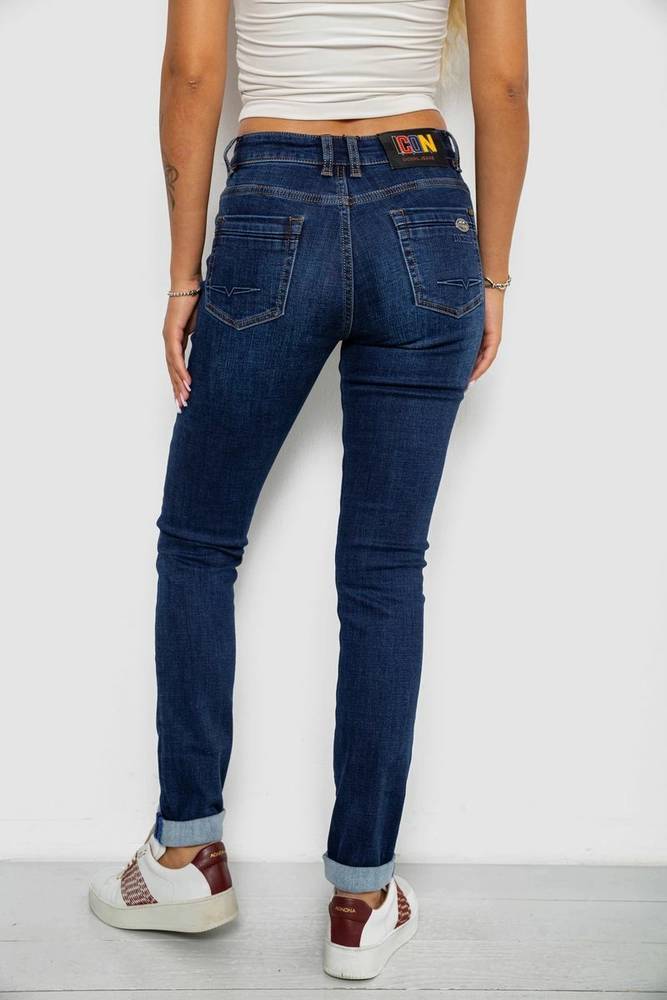 Купити Джинси жіночі однотонні утеплені Skinny, колір синій, 244R5690 - Фото №4