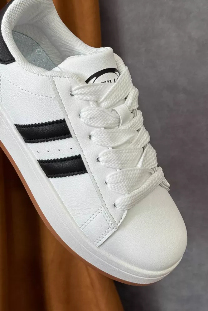 Купить Кеды женские, цвет бело-черный, 248RJH100-11 оптом - Фото №2