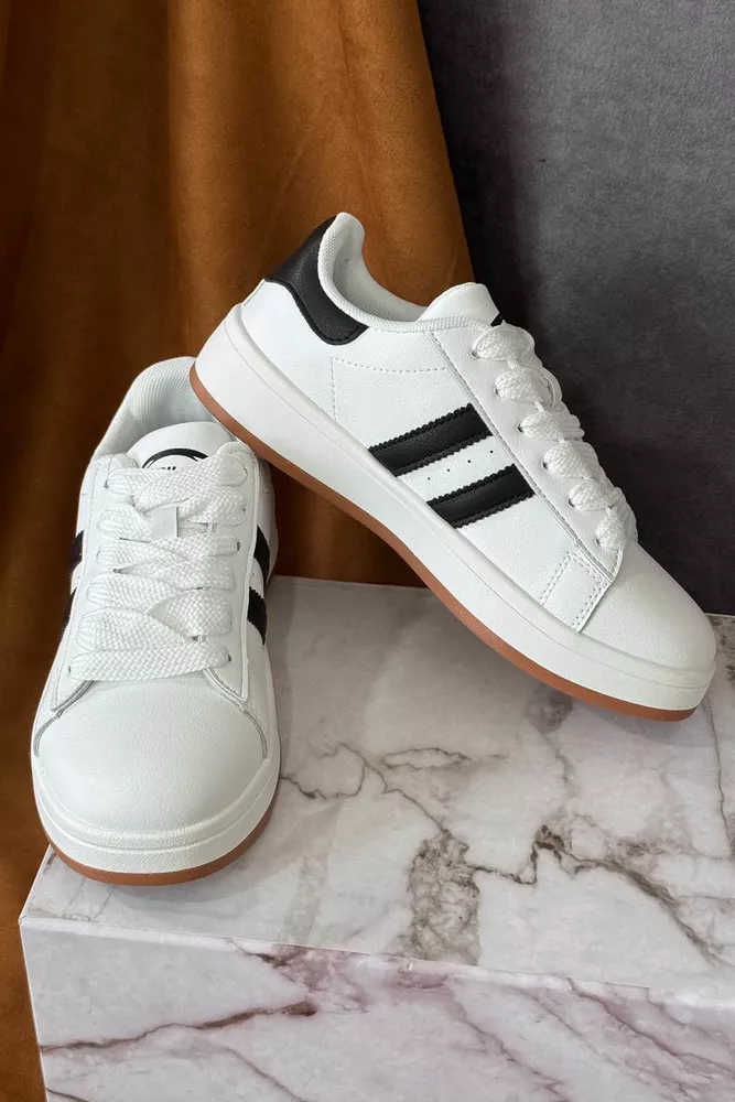 Купить Кеды женские, цвет бело-черный, 248RJH100-11 оптом - Фото №1