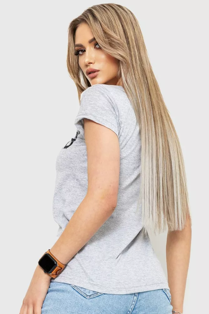 Купити Футболка жіноча з принтом, колір світло-сірий, 221R3063 - Фото №4