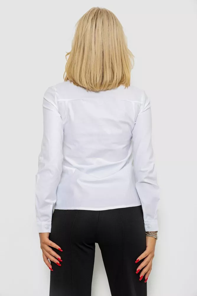 Купити Блуза однотонна  -уцінка, колір білий, 230R96-12-U-8 - Фото №4