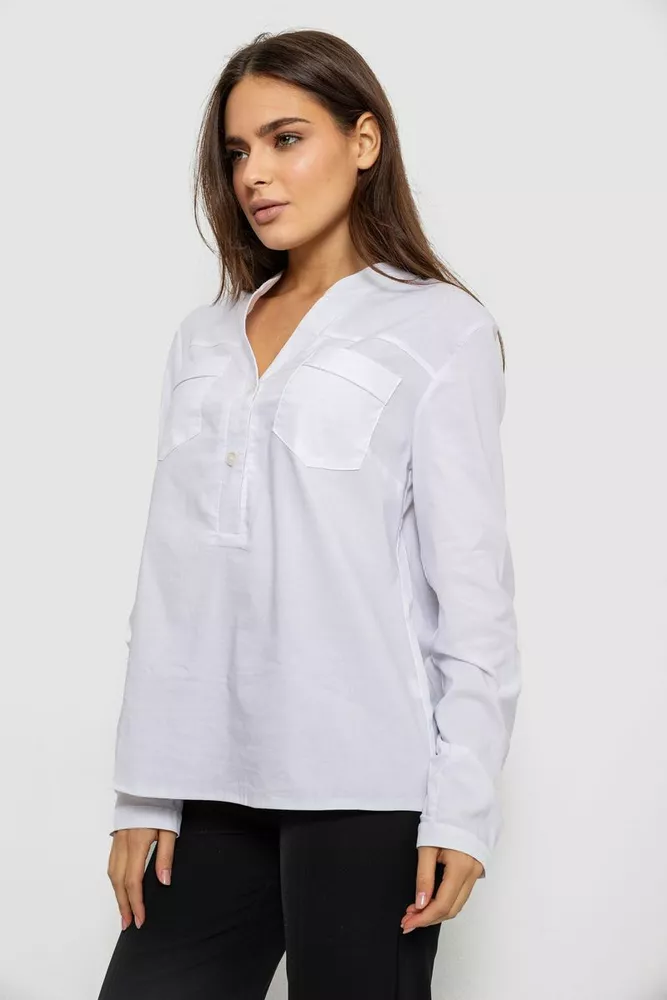 Купити Блуза однотонна  -уцінка, колір білий, 230R96-11-U - Фото №3