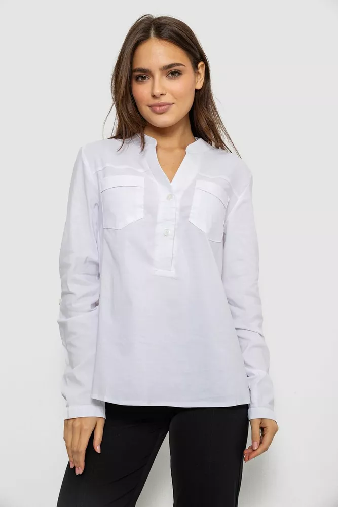 Купити Блуза однотонна  -уцінка, колір білий, 230R96-11-U - Фото №1