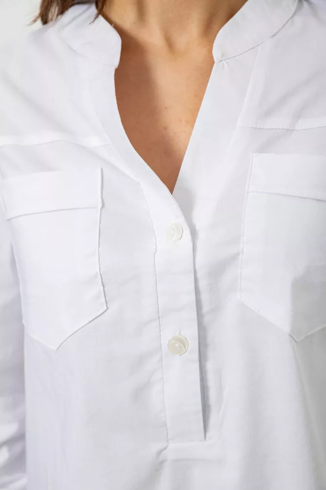 Купити Блуза однотонна  -уцінка, колір білий, 230R96-11-U-1 - Фото №5