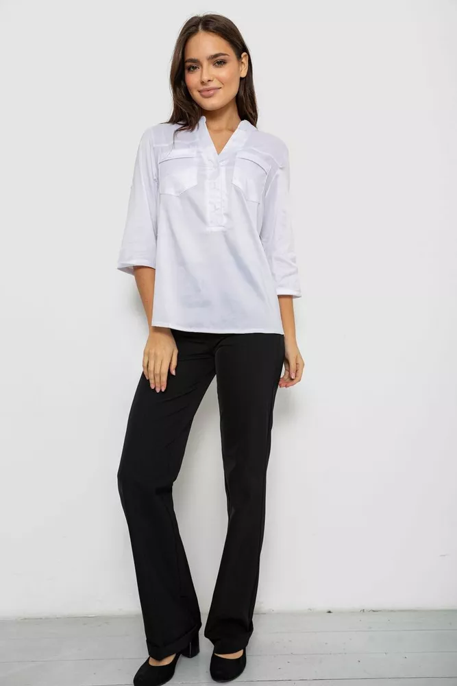 Купить Блуза однотонная  -уценка, цвет белый, 230R96-1-U-5 - Фото №2