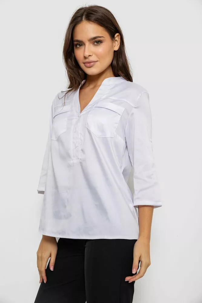Купить Блуза однотонная  -уценка, цвет белый, 230R96-1-U-5 - Фото №3