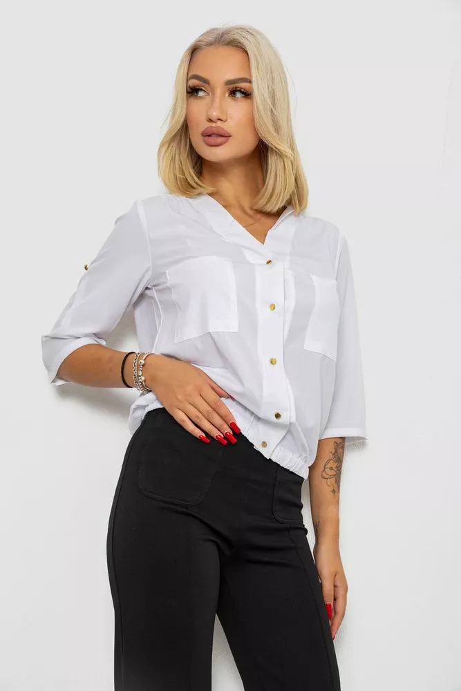 Купить Блуза однотонная  -уценка, цвет белый, 230R91-1-U-13 - Фото №3