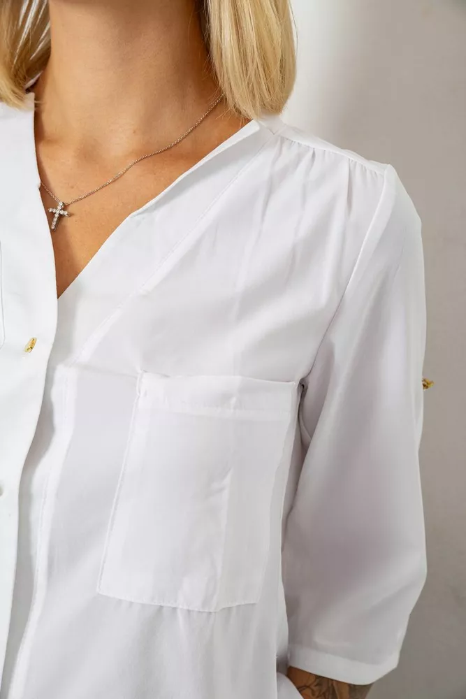 Купить Блуза однотонная  -уценка, цвет белый, 230R91-1-U-13 - Фото №5