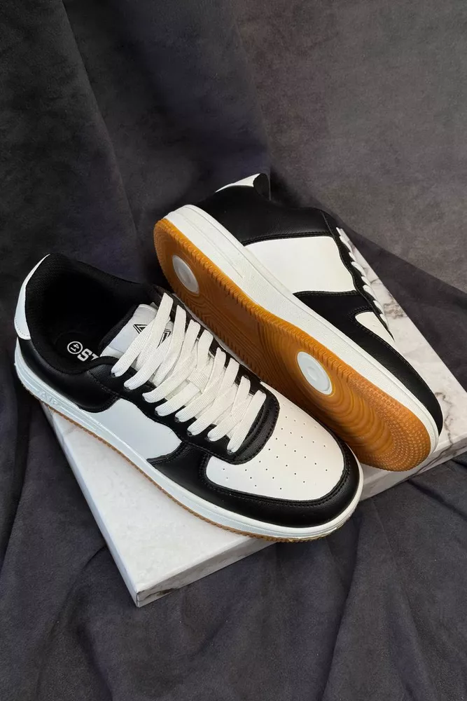 Купить Кроссовки мужские, цвет бело-черный, 248RHB710 - Фото №3