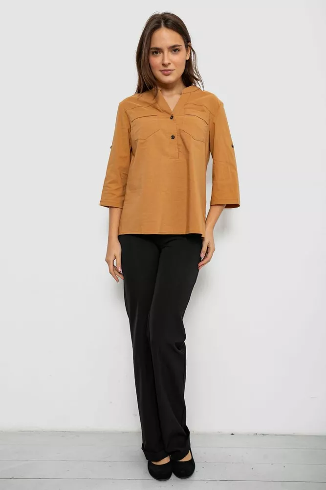 Купить Блуза однотонная  -уценка, цвет коричневый, 230R96-U-1 - Фото №2