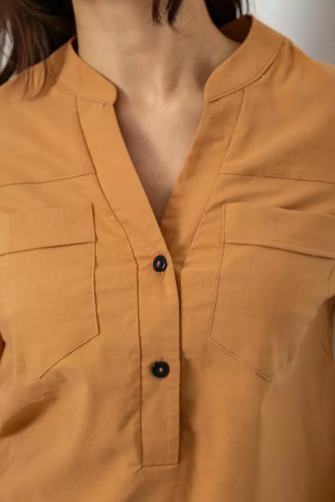 Купить Блуза однотонная  -уценка, цвет коричневый, 230R96-U-1 - Фото №5