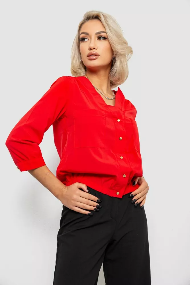 Купить Блуза однотонная  -уценка, цвет красный, 230R91-2-U-8 оптом - Фото №3
