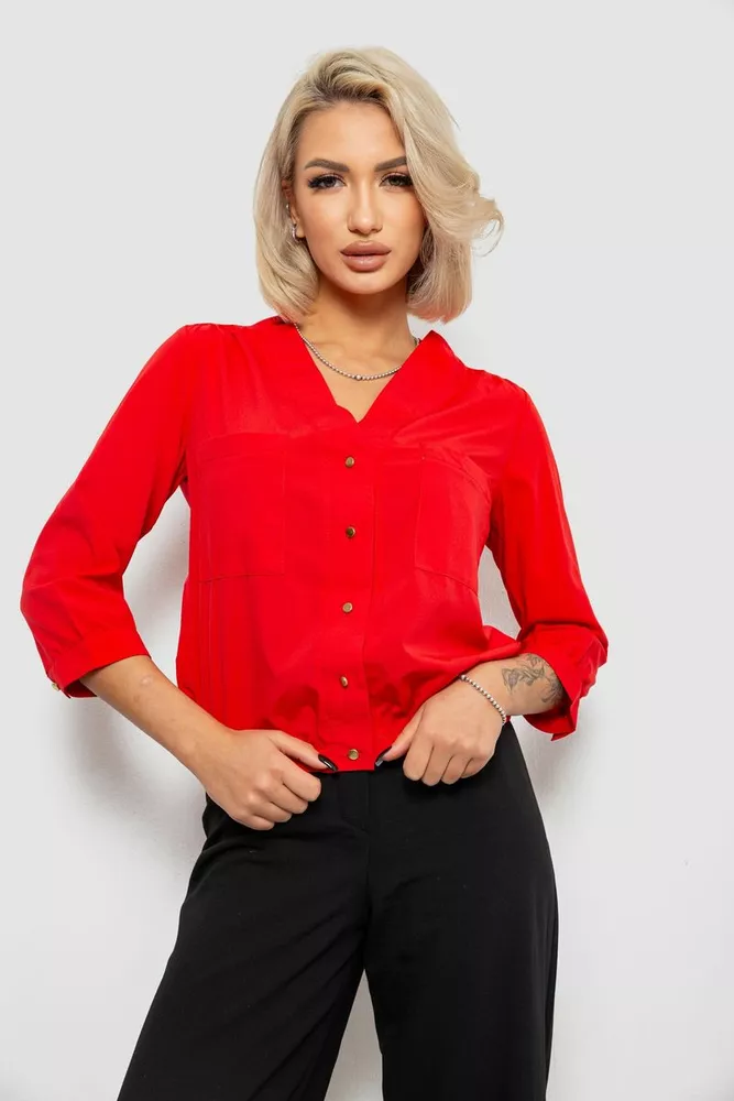 Купить Блуза однотонная  -уценка, цвет красный, 230R91-2-U-8 оптом - Фото №1
