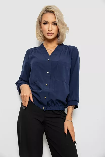 Блуза однотонна  -уцінка, колір синій, 230R91-2-U-9