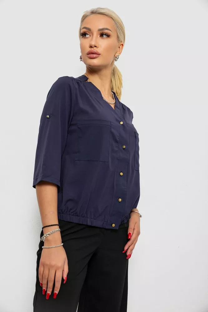 Купить Блуза однотонная  -уценка, цвет синий, 230R91-1-U-14 - Фото №3