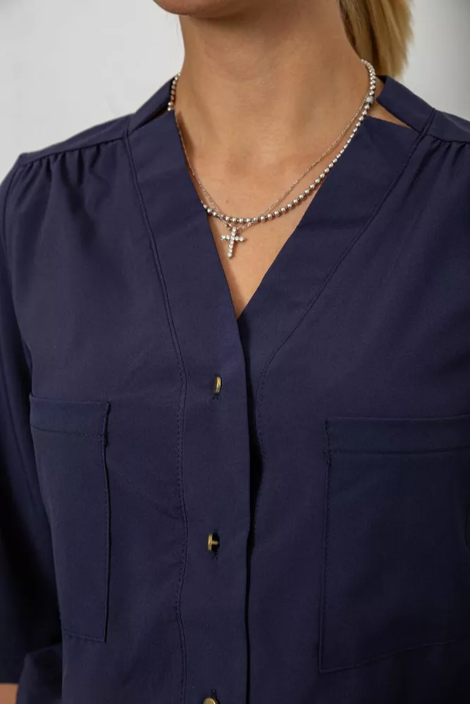 Купить Блуза однотонная  -уценка, цвет синий, 230R91-1-U-14 - Фото №5