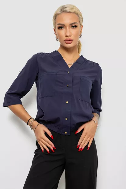 Блуза однотонная  -уценка, цвет синий, 230R91-1-U-14