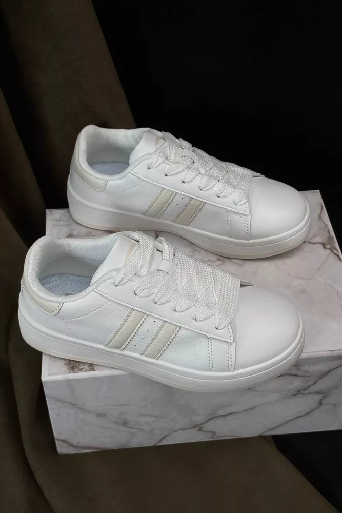 Купити Кеди жіночі, колір біло-бежевий, 248RJH100 - Фото №1