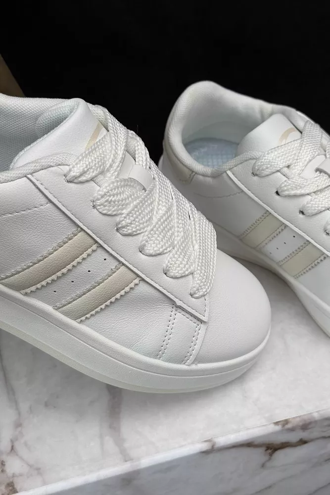 Купити Кеди жіночі, колір біло-бежевий, 248RJH100 - Фото №2