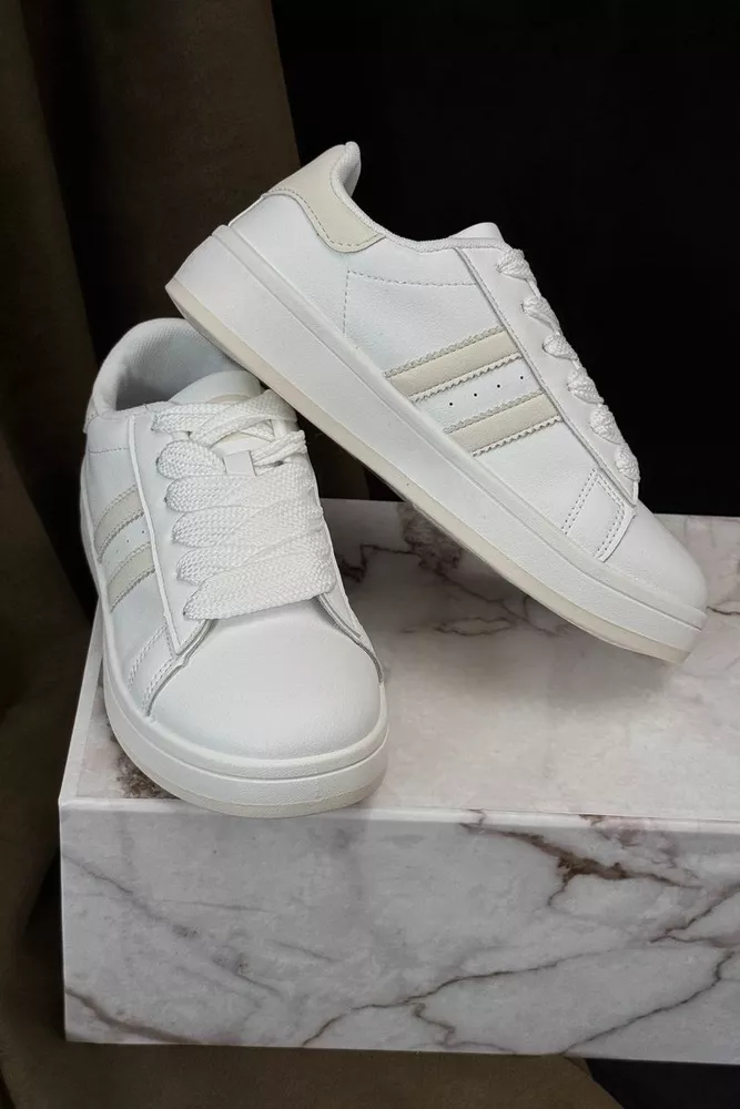 Купити Кеди жіночі, колір біло-бежевий, 248RJH100 - Фото №3