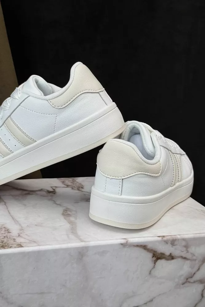 Купити Кеди жіночі, колір біло-бежевий, 248RJH100 - Фото №4