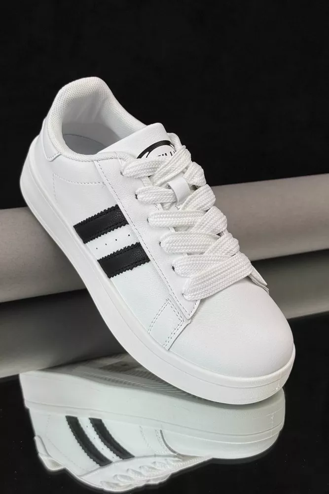 Купити Кеди жіночі, колір біло-чорний, 248RJH100 оптом - Фото №1