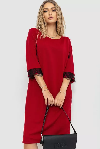 Платье прямого кроя, цвет бордовый, 186R46