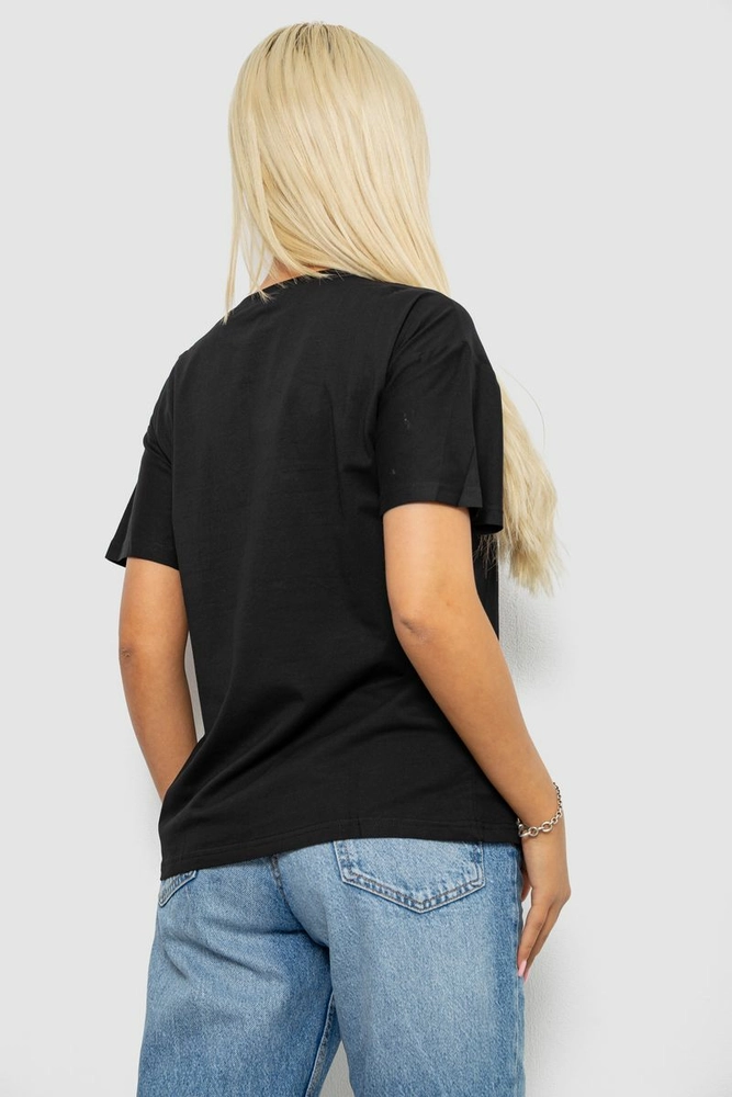 Купить Футболка женская с принтом, цвет черный, 221R2803 - Фото №4