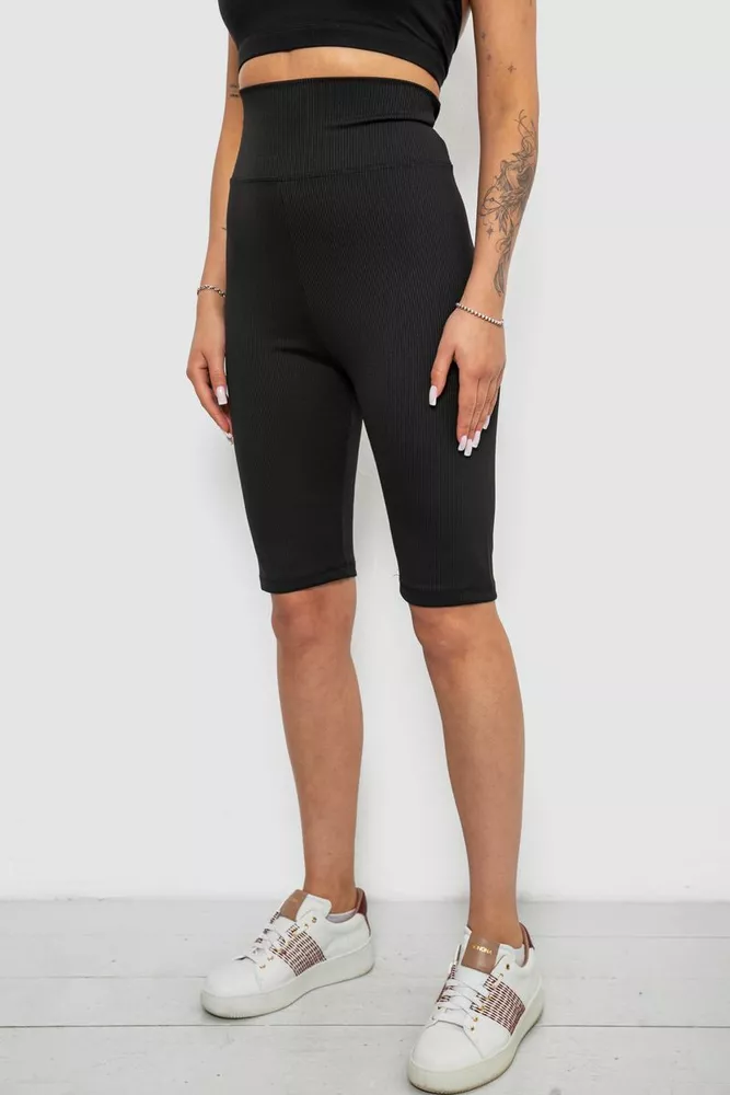 Купити Велотреки жіночі в рубчик, колір чорний, 214R085 - Фото №3