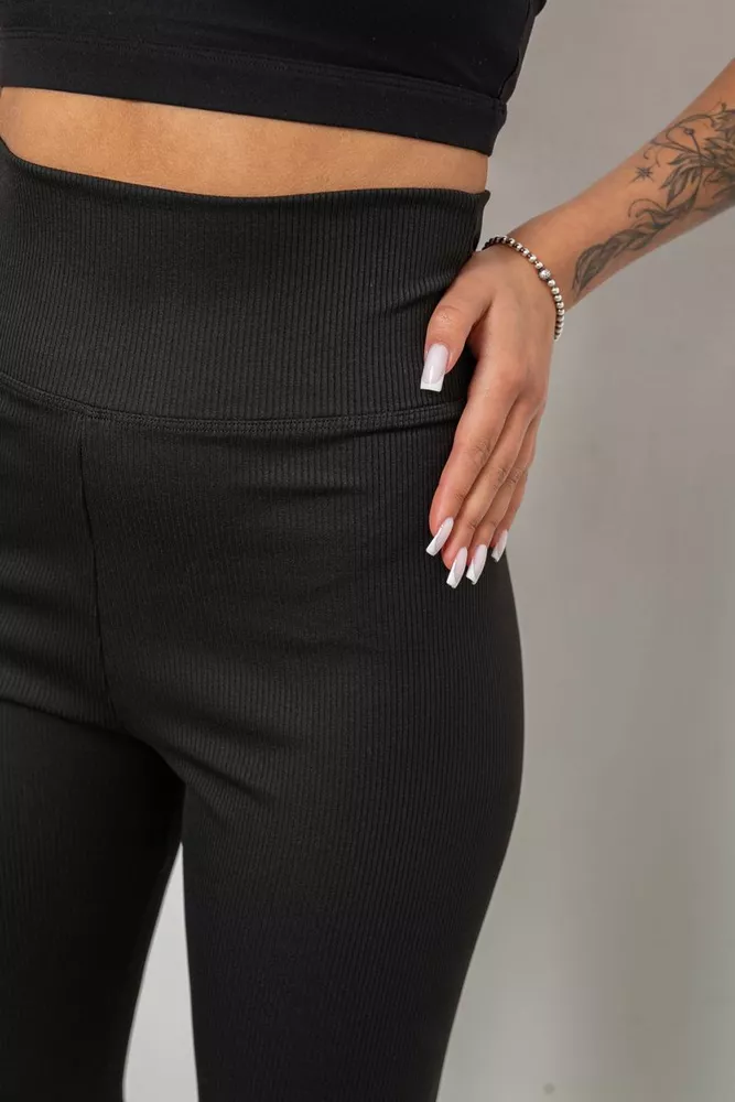 Купити Велотреки жіночі в рубчик, колір чорний, 214R085 - Фото №5