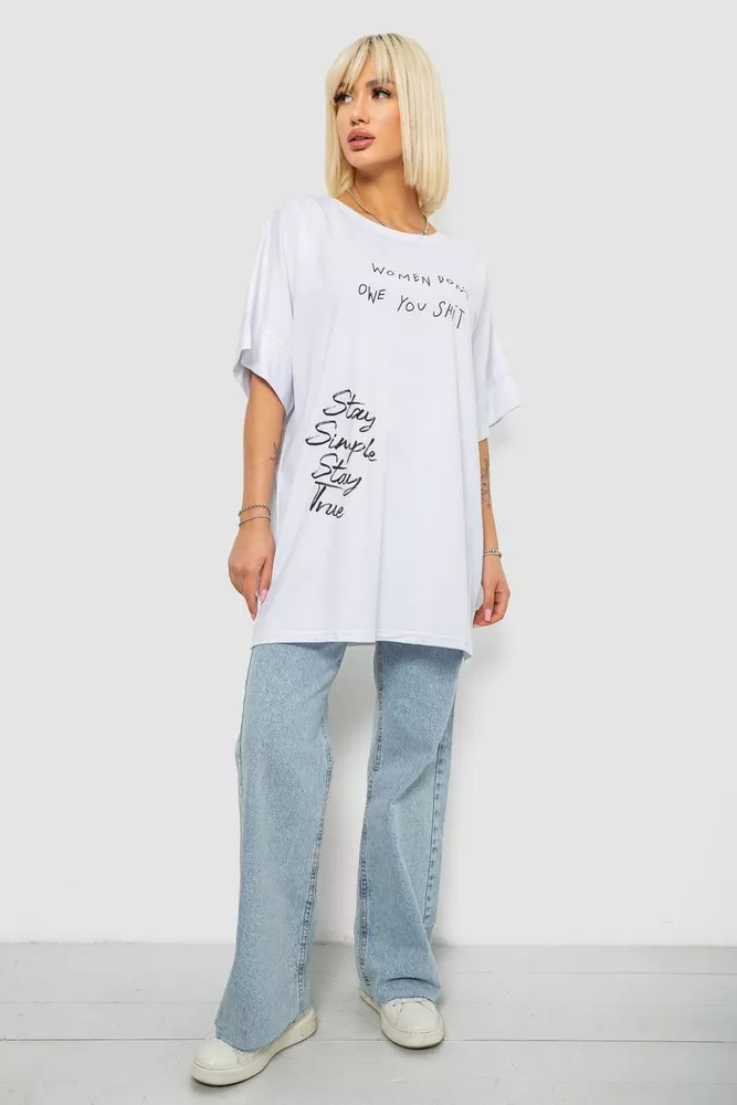 Купити Футболка жіноча з принтом, колір білий, 244R4003 оптом - Фото №2