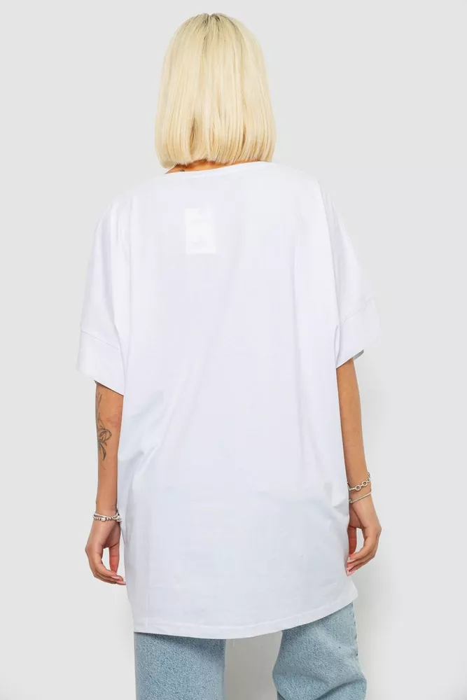Купити Футболка жіноча з принтом, колір білий, 244R4003 оптом - Фото №4