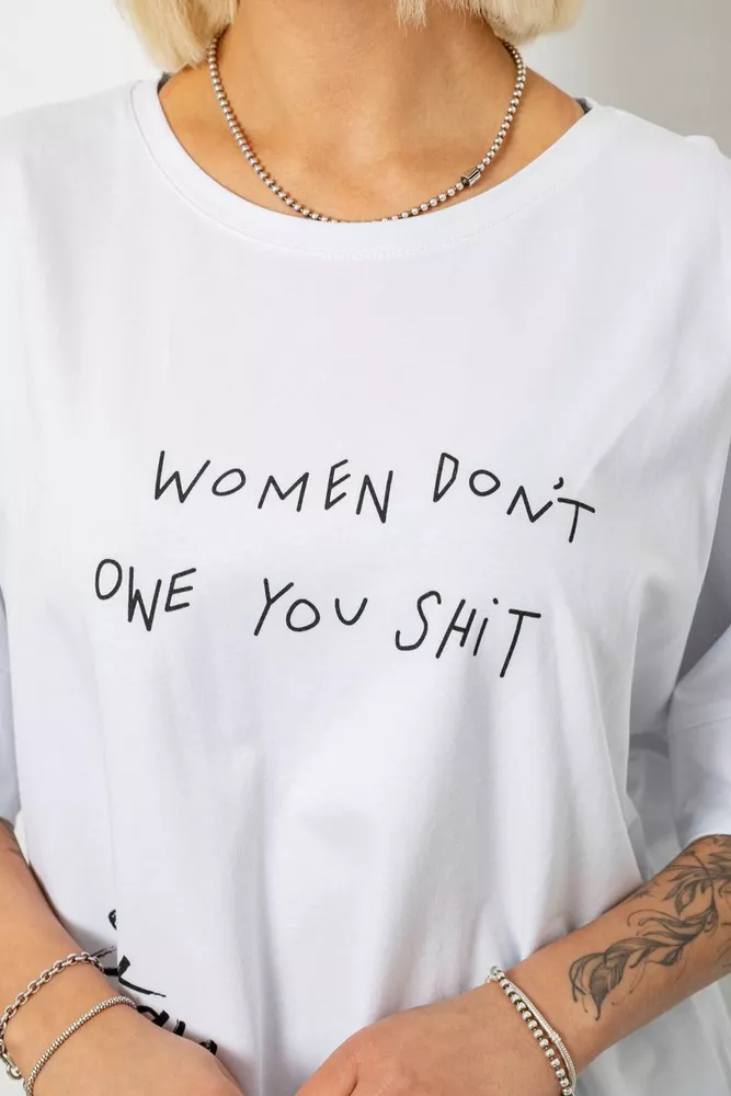 Купити Футболка жіноча з принтом, колір білий, 244R4003 оптом - Фото №5