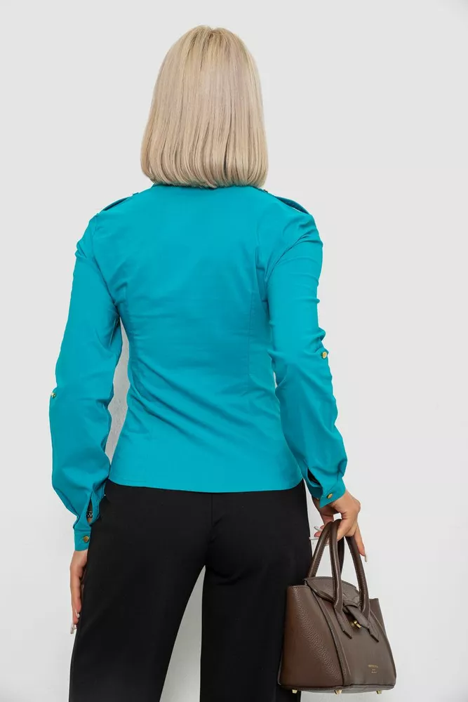 Купити Сорочка жіноча однотонна  уцінка, колір бірюзовий, 230R211-U - Фото №4
