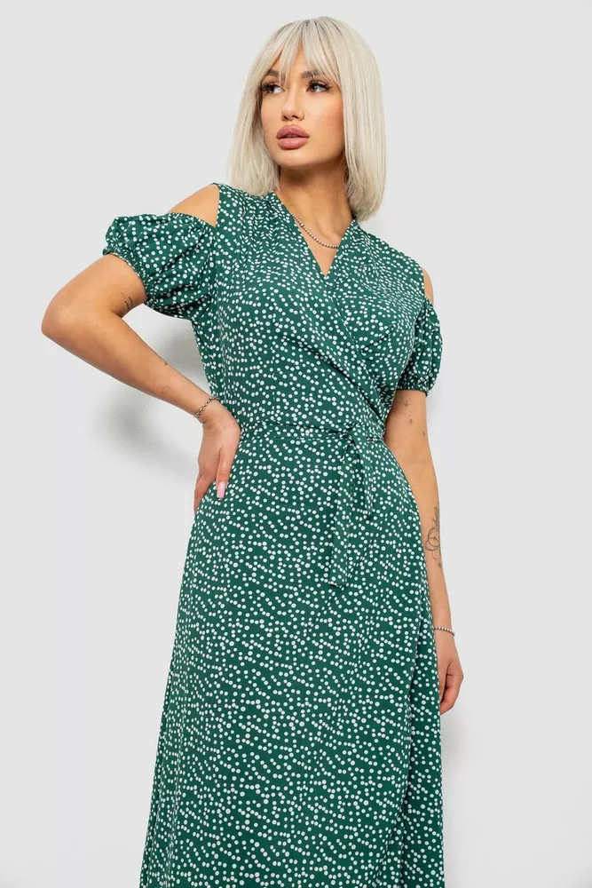 Купити Сукня жіноча на запах з принтом софт, колір зелений, 257R358-2 оптом - Фото №2
