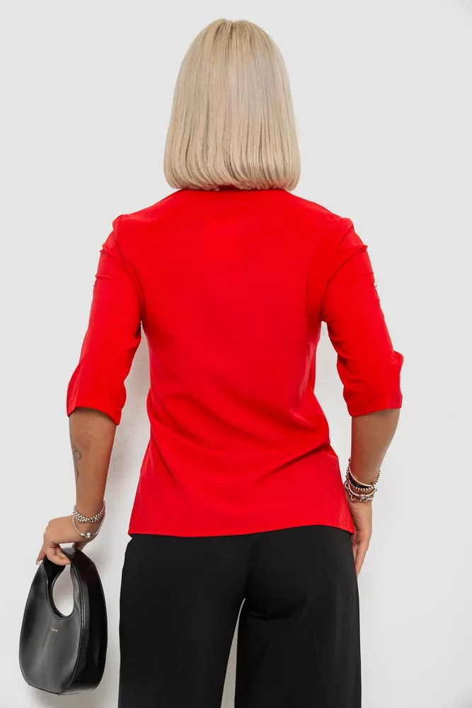Купити Блуза класична з принтом  уцінка, колір червоний, 230R191-U - Фото №4