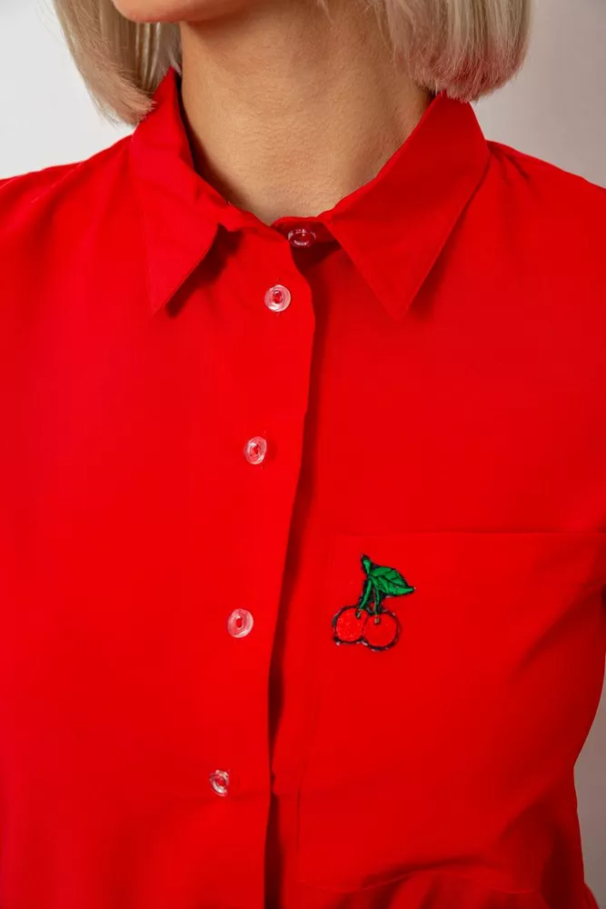 Купити Блуза класична з принтом  уцінка, колір червоний, 230R191-U - Фото №5