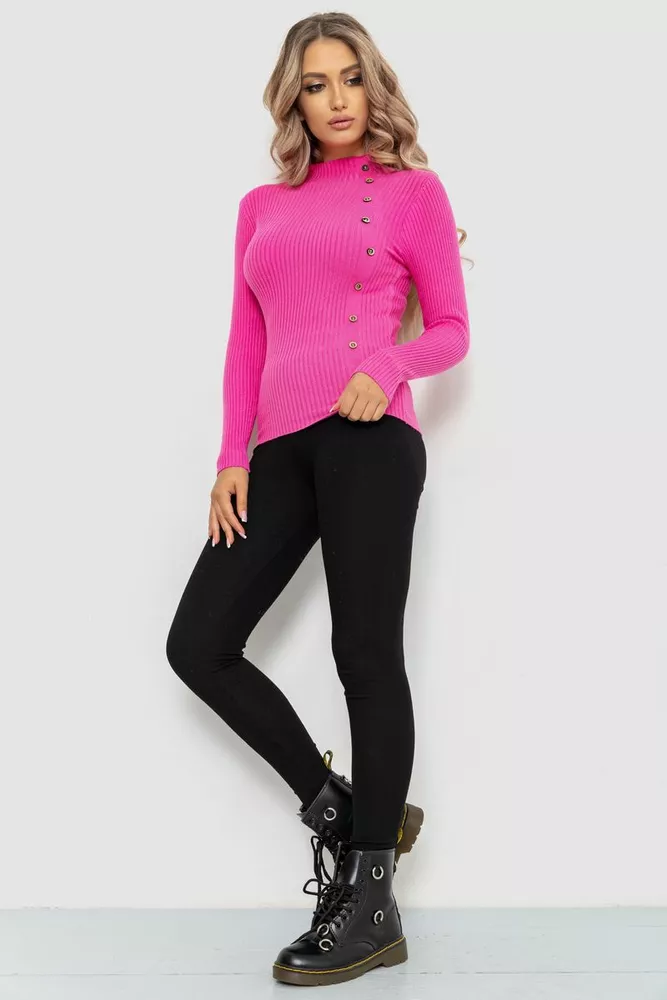 Купити Водолазка жіноча в рубчик  уцінка, колір рожевий, 204R045-U-3 - Фото №2