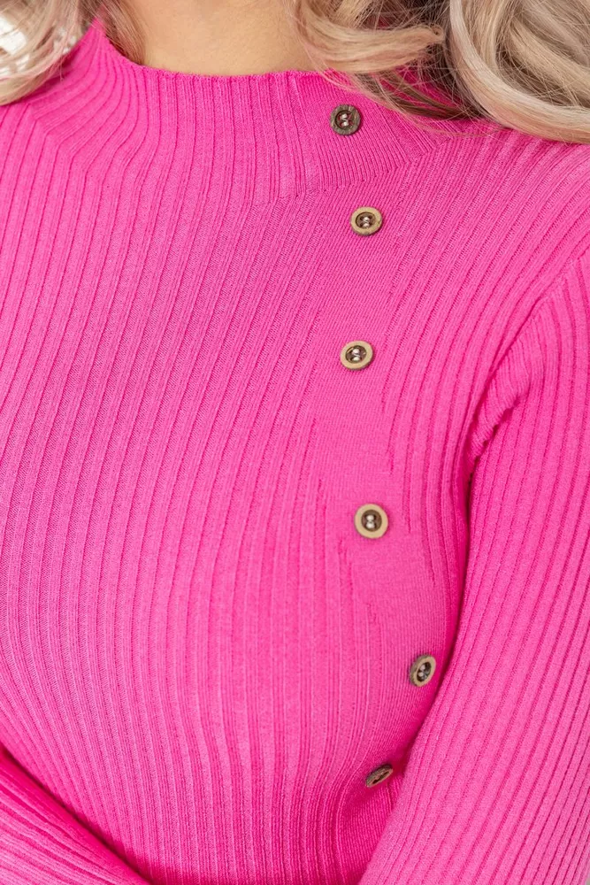 Купити Водолазка жіноча в рубчик  уцінка, колір рожевий, 204R045-U-3 - Фото №5