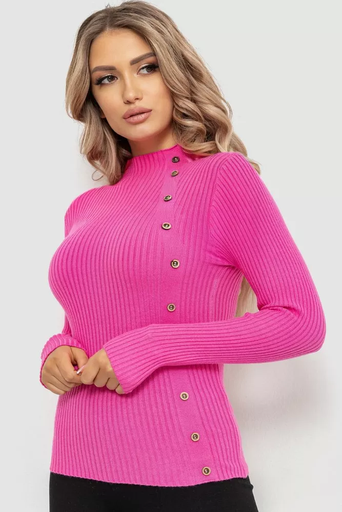 Купити Водолазка жіноча в рубчик  уцінка, колір рожевий, 204R045-U-3 - Фото №1