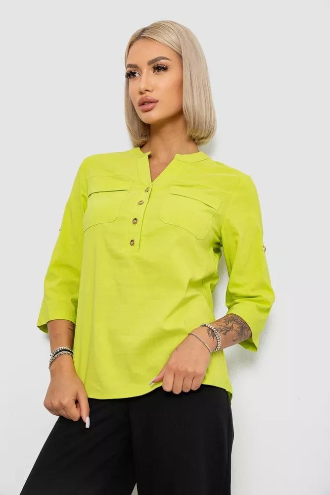 Купити Блуза однотонна  уцінка, колір салатовий, 230R97-2-U - Фото №3