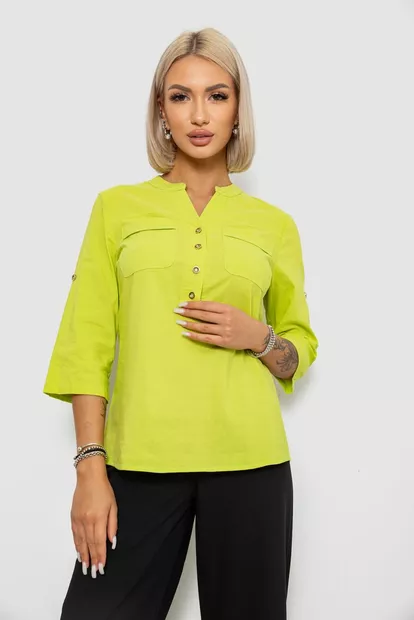 Блуза однотонна  уцінка, колір салатовий, 230R97-2-U