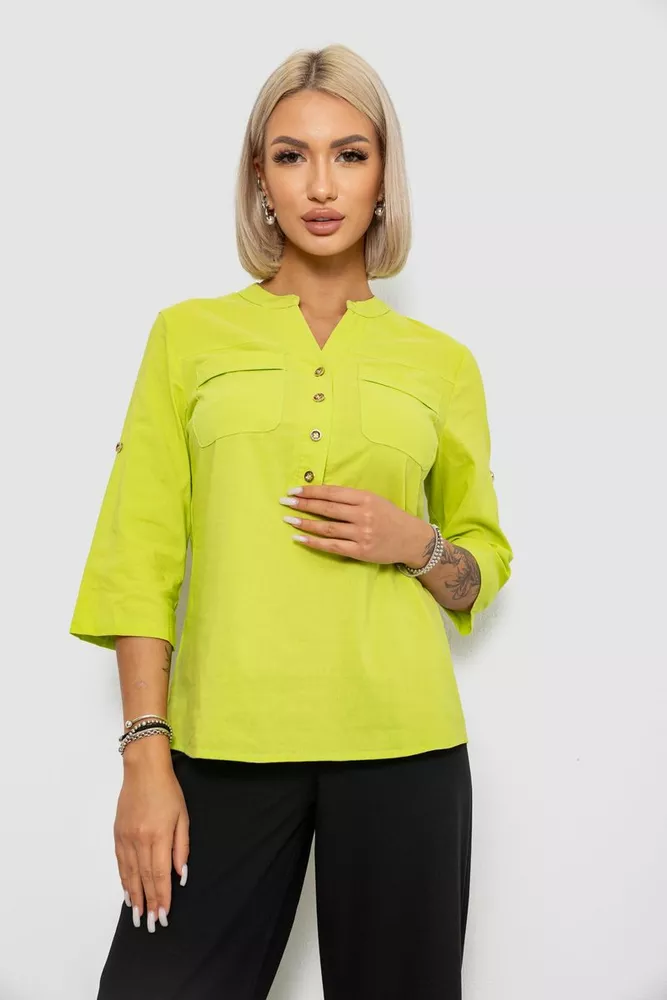 Купити Блуза однотонна  уцінка, колір салатовий, 230R97-2-U - Фото №1