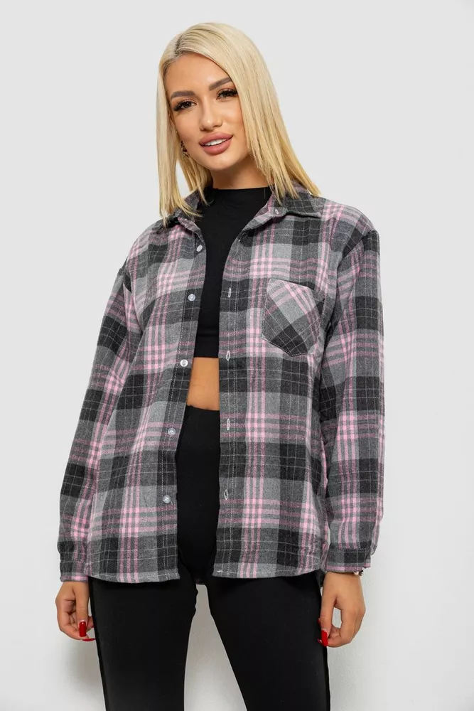 Купить Рубашка женская в клетку  -уценка, цвет серый, 244R1070-2-U - Фото №2