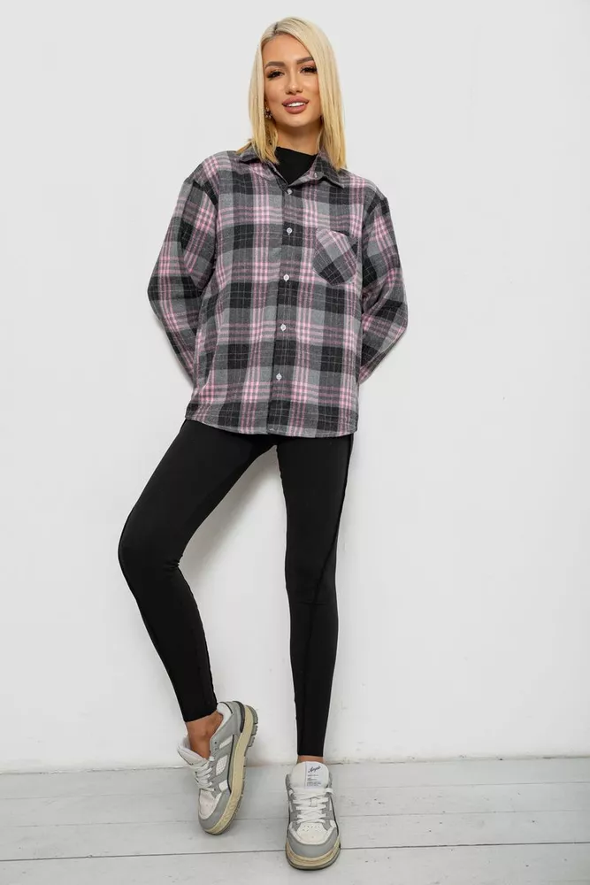 Купить Рубашка женская в клетку  -уценка, цвет серый, 244R1070-2-U - Фото №3