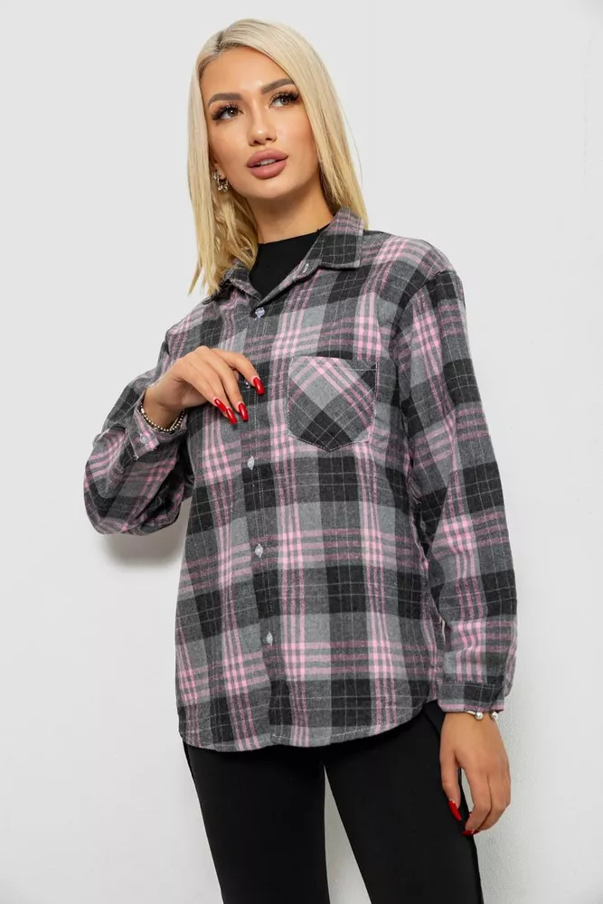 Купить Рубашка женская в клетку  -уценка, цвет серый, 244R1070-2-U - Фото №4
