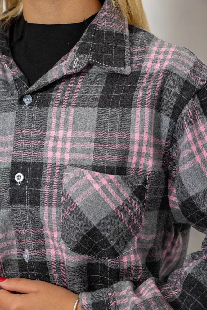 Купить Рубашка женская в клетку  -уценка, цвет серый, 244R1070-2-U - Фото №6