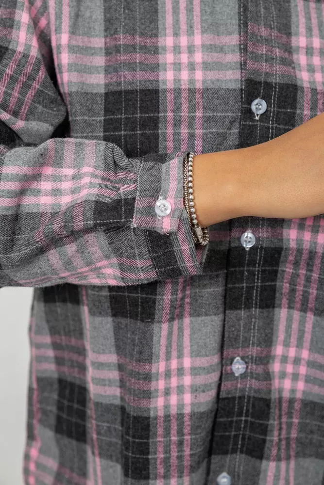 Купить Рубашка женская в клетку  -уценка, цвет серый, 244R1070-2-U - Фото №7