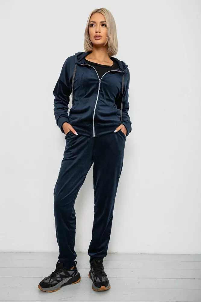 Купить Спортивный костюм женский велюровый  -уценка, цвет синий, 257R4122-U - Фото №4