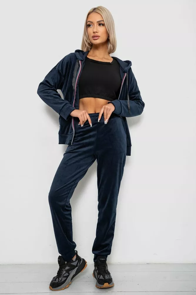 Купить Спортивный костюм женский велюровый  -уценка, цвет синий, 257R4122-U - Фото №1